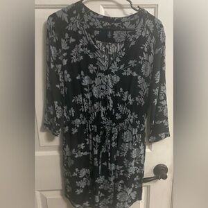 GAP Black and Gray Floral Mini Dress